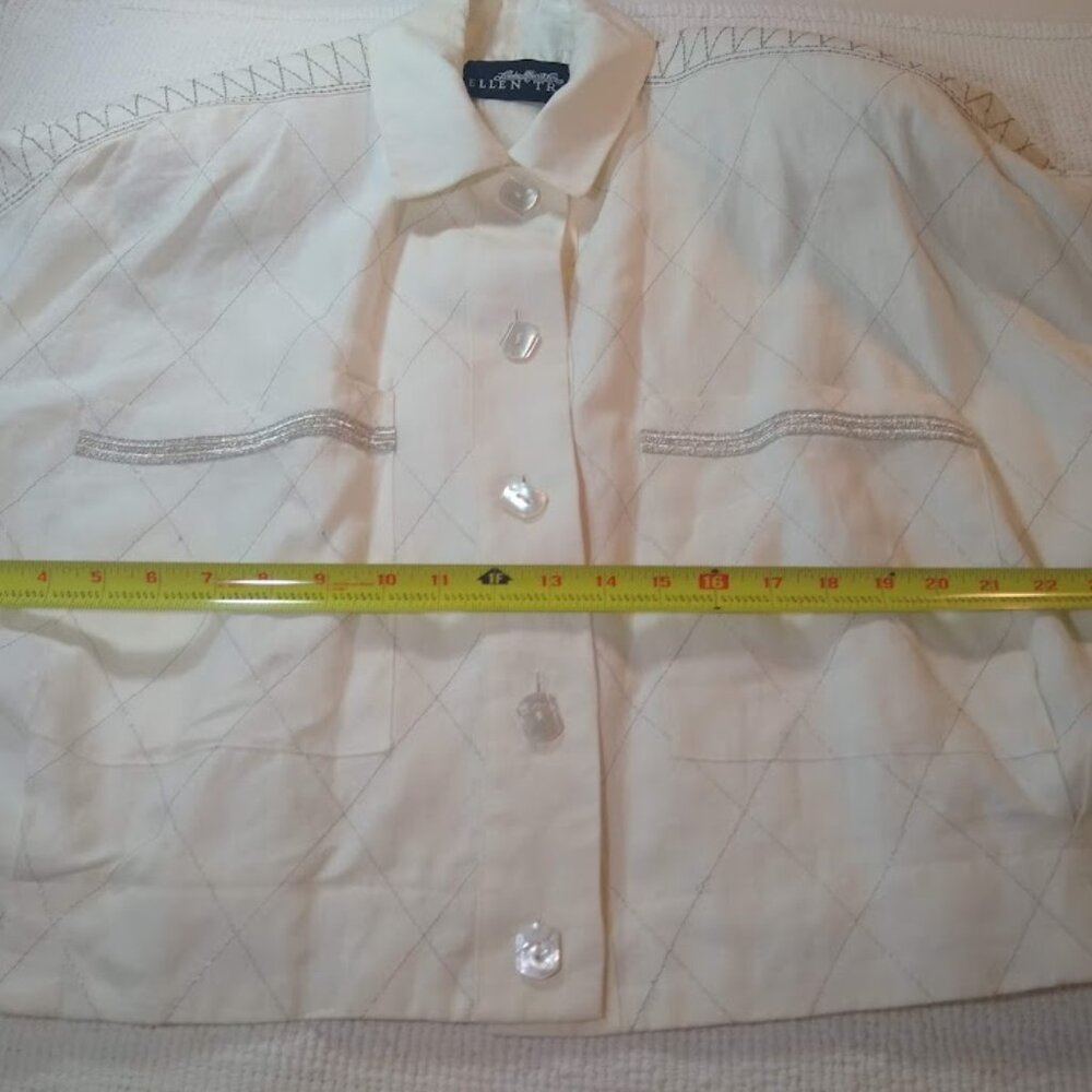 Vintage 80's Ellen Tracy size 12 ivory/cream linen suit jacket - Picture 10 of 16